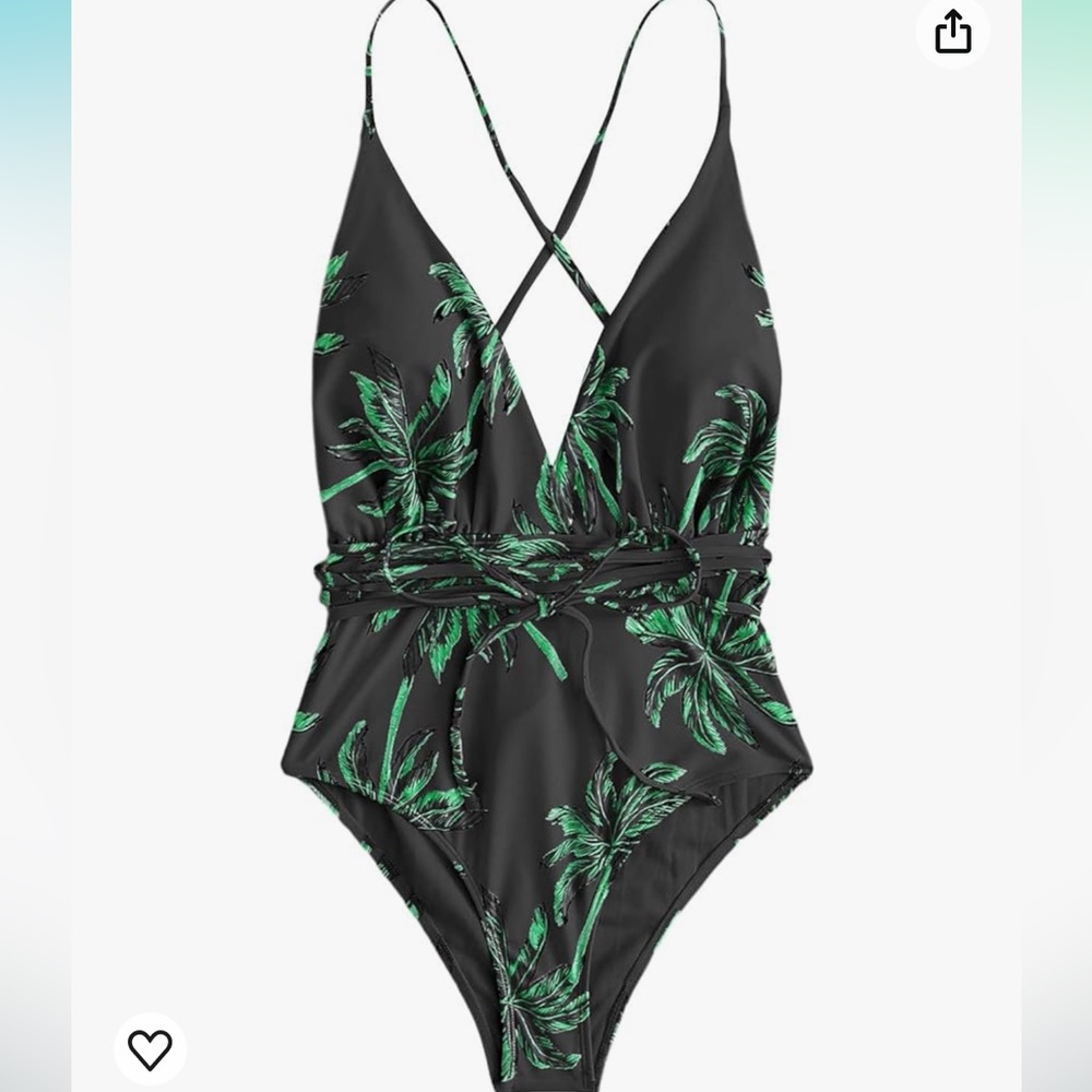 Palm Tree One Piece Bathing Suit View 4
